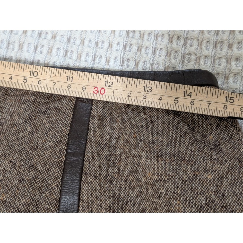 Vintage Pendleton Wool A-Line Skirt Brown Leather Trim Made in USA Size 10 - Picture 5 of 10